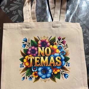 Floral Canvas Tote Bag - Cream